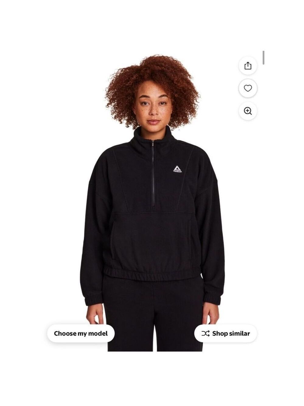 Reebok Black Fleece Half Zip Pullover Sweatshirt XX